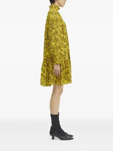 Rochie midi Rodebjer cu model floral cu imagine până la genunchi galben