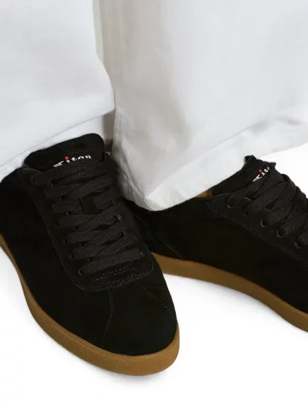 Sneakerși Kiton din piele de căprioară negru