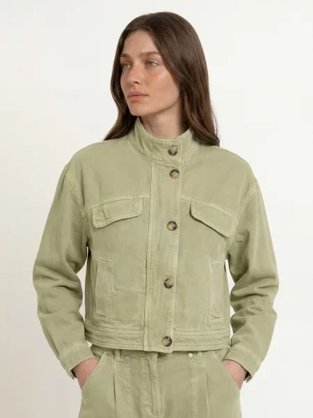 Ba&Sh Džínová Bunda Rallo green almond zelená