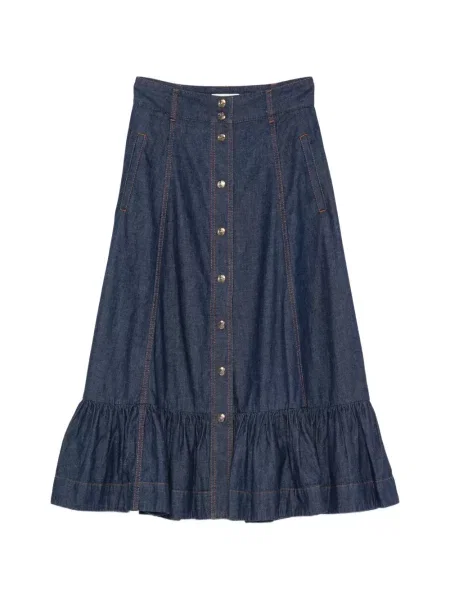 Fustă din denim Zimmermann cu volane albastru