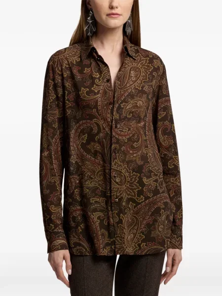 Πουκάμισο Ralph Lauren Collection με σχέδιο paisley καφέ