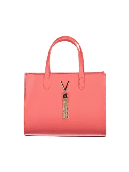 Lniana shopperka Valentino By Mario Valentino różowa