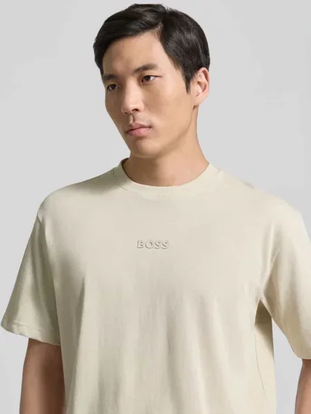 T-shirt o kroju regular fit z czystej bawełny model TEE Boss Green
