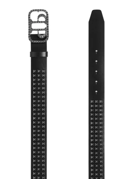 Curea Philipp Plein din piele cu tepi negru