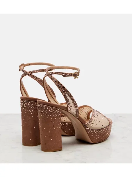 Sandale Gianvito Rossi din piele de căprioară cu platformă bej