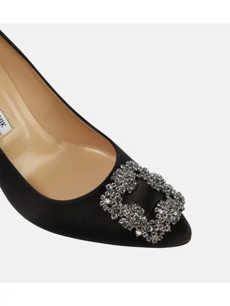 Saténové lodičky Manolo Blahnik čierna