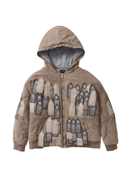 Geacă Who Decides War cu broderie cu glugă maro