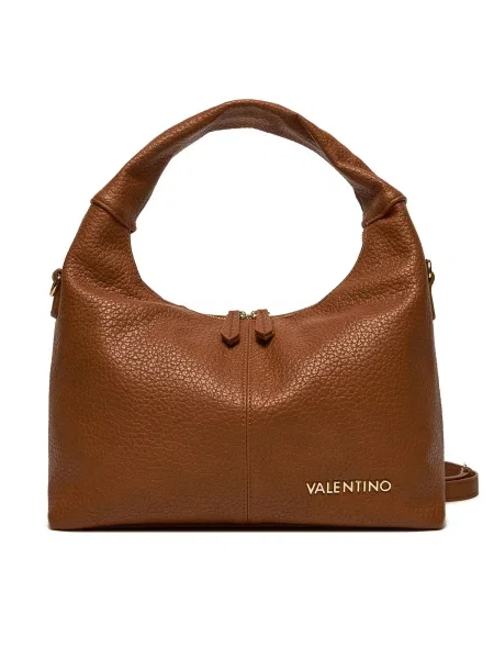 Kožená kožená taška Valentino hnedá