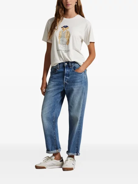 Slip de baie Polo Ralph Lauren alergare cu cordon cu imagine alb
