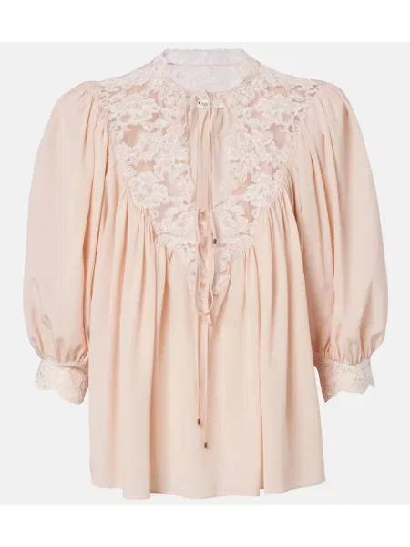 Bluză Chloé de mătase roz