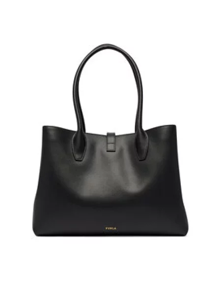 Furla Bőr shopper táska Furla Goccia fekete