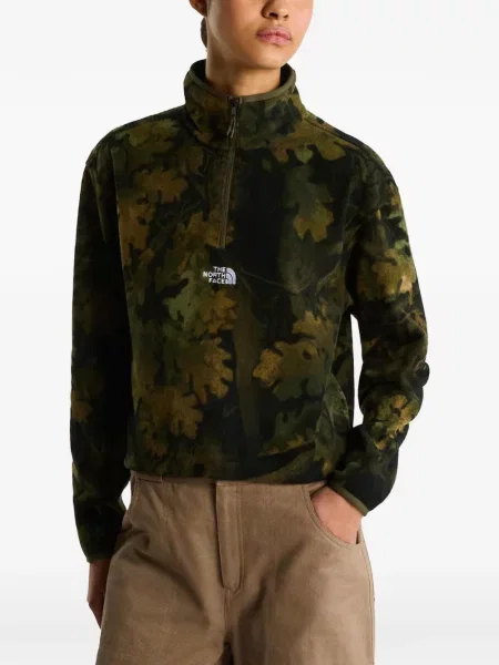Hanorac din fleece The North Face din fleece cu autograf verde
