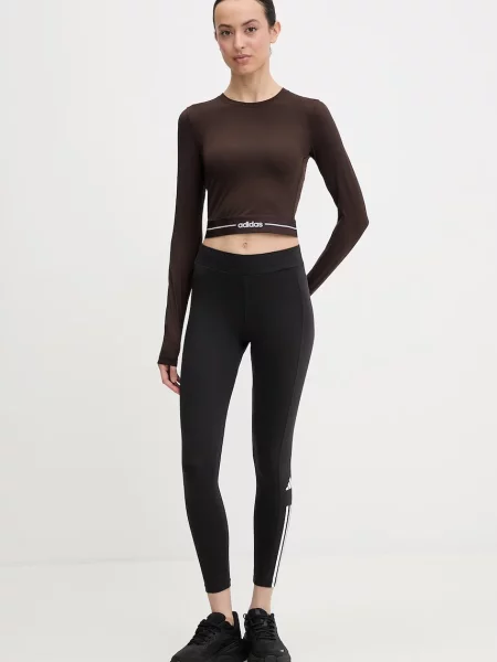 Adidas Performance trening majica z dolgimi rokavi rjava