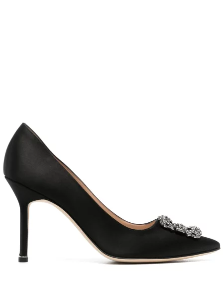 Pantofi cu toc Manolo Blahnik din satin negru