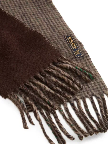 Καρό κασκόλ Woolrich με κρόσσια καφέ