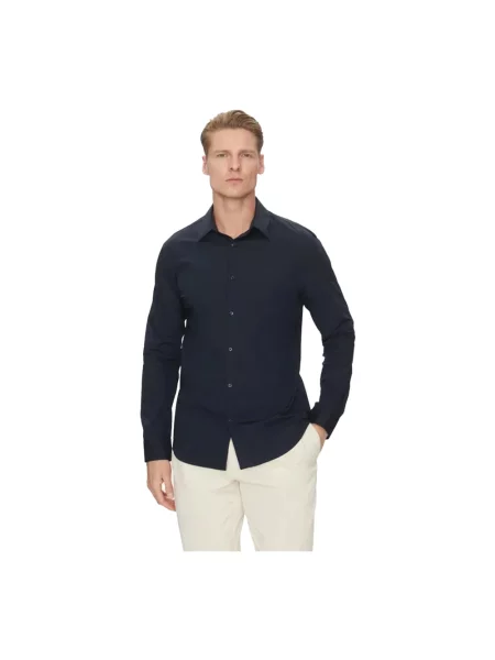 Calvin Klein koszula granatowy slim z kołnierzykiem klasycznym niebieska
