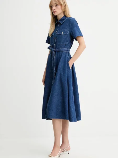 Миди джинсовое платье Marella клеш синее