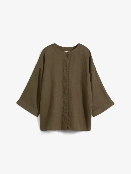 Bluzka oversize z czystego lnu zielona