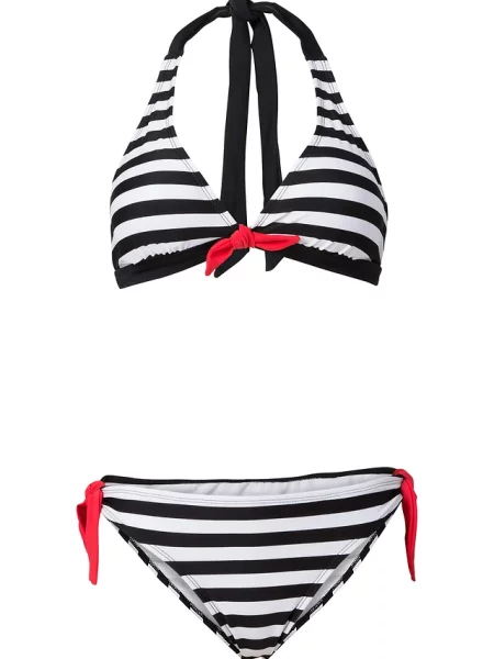 Bikini z ramiączkami wiązanymi na szyi 2 części czarne