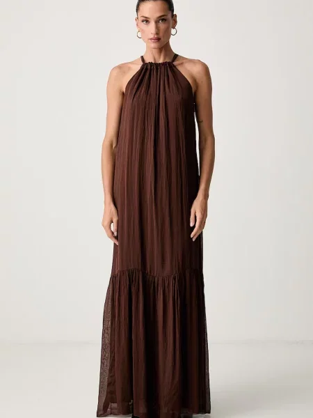 Haveone rochie de vară cu mătase maro