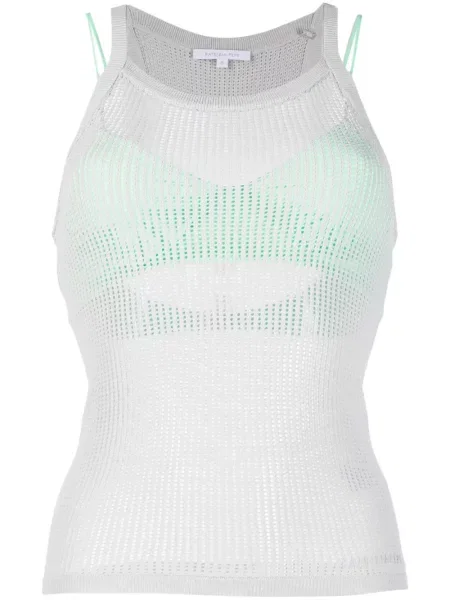 Top Patrizia Pepe bez rękawów z siateczką szary