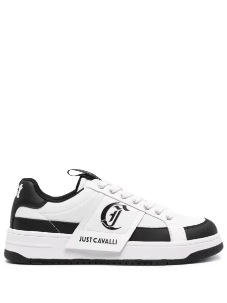 Sneakerși Just Cavalli din piele cu imagine alb