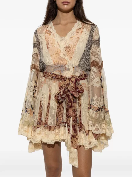 Cu centură rochie mini Zimmermann din dantelă