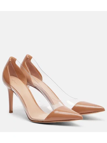 Pantofi cu toc Gianvito Rossi din piele de lac bej