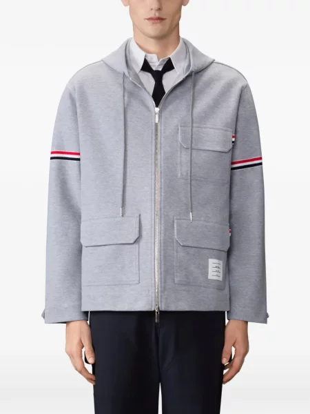 Geacă Thom Browne cu glugă gri
