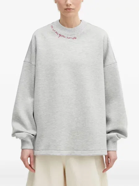 Hanorac crewneck Fiorucci cu broderie gri
