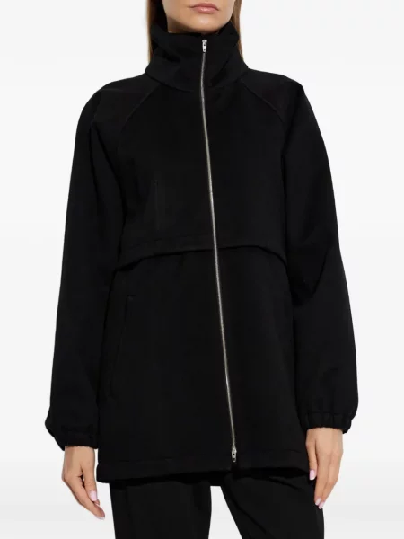 Geacă Jil Sander de lână cu guler de stand-up negru