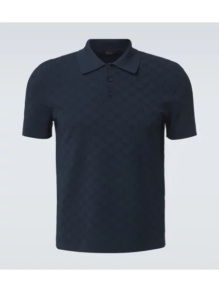 Tricou polo Gucci din jacard albastru