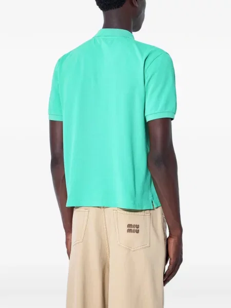 Tricou polo Miu Miu cu broderie verde