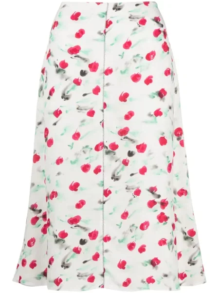 Fustă midi Marni cu model floral cu imagine alb