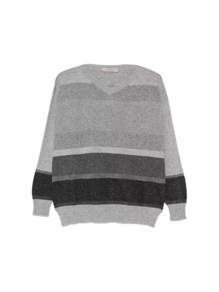 Sweter D.exterior w paski z paskiem szary