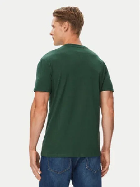 Tommy Jeans Póló Linear Logo Sötétzöld