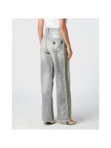 Szerokie jeansy Philipp Plein szare