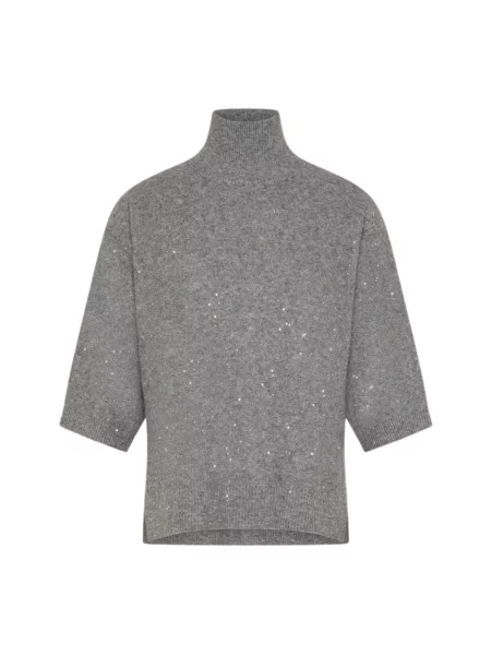 Sweter z golfem Seventy wełniany szary