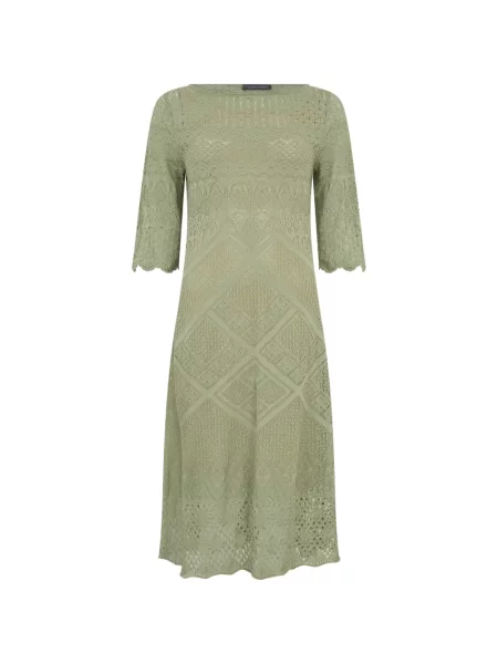 Rochie midi Alberta Ferretti tricotate cu mâneci trei sferturi verde