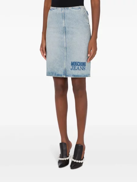 Apvalkalas džinsinis sijonas Moschino Jeans mėlyna