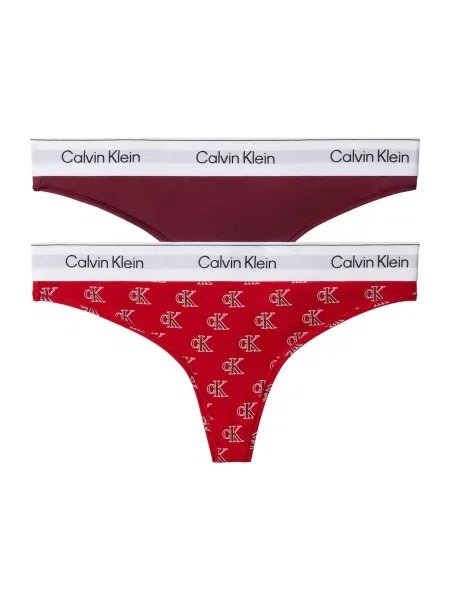 Calvin Klein Underwear Tanga roșu / roșu bordeaux / negru alb