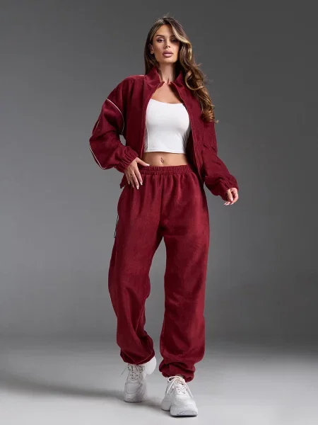 Спортивний костюм ISSA Plus бордовий фліс
