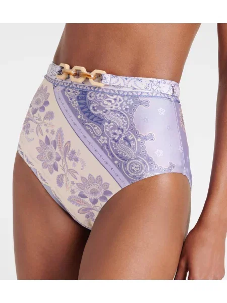 Bikini Zimmermann cu talie înaltă cu model floral violet