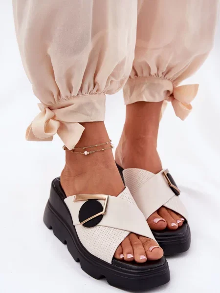 Usnjene copati Artiker s polno peto bež