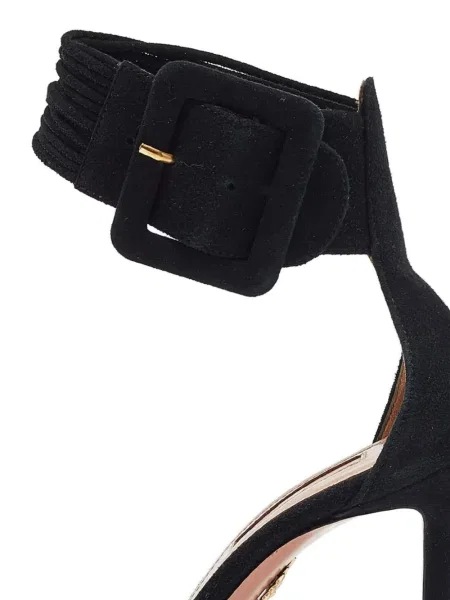 Sandale Aquazzura din piele de căprioară cu cataramă negru