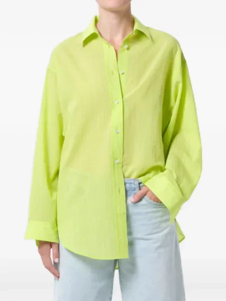 Koszula w paski Agolde w paski zielona