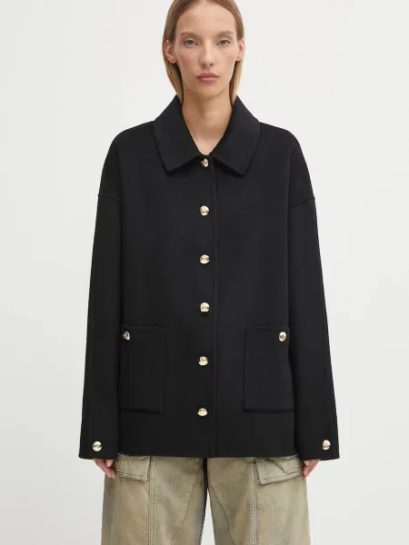 Anine Bing geacă de lână black cashmere blend de tranziție negru