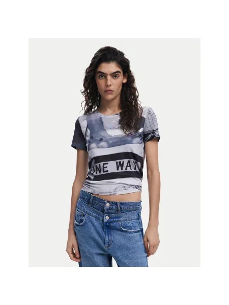 Desigual Majica Potomac Slim Fit siva