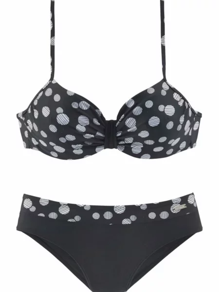 LASCANA Costum de baie două piese Wire Glue / negru alb
