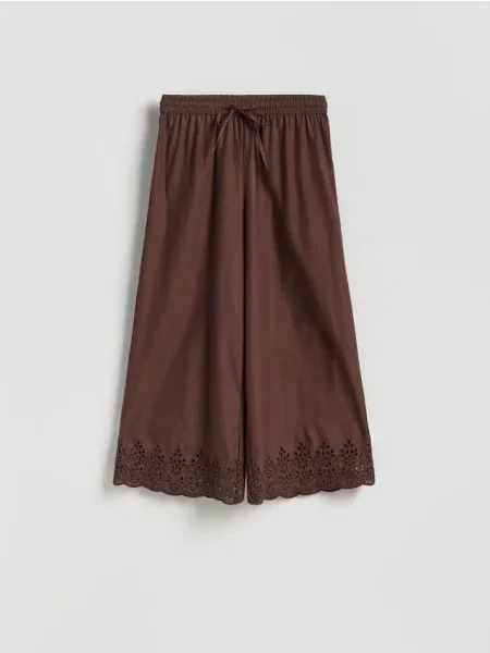 Reserved Pantaloni cu margine ajurată maro